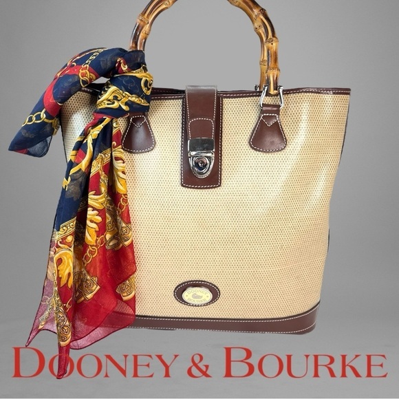 Dooney & Bourke Handbags - DOONEY & BURKE Coated Straw Tote with Bamboo Handles